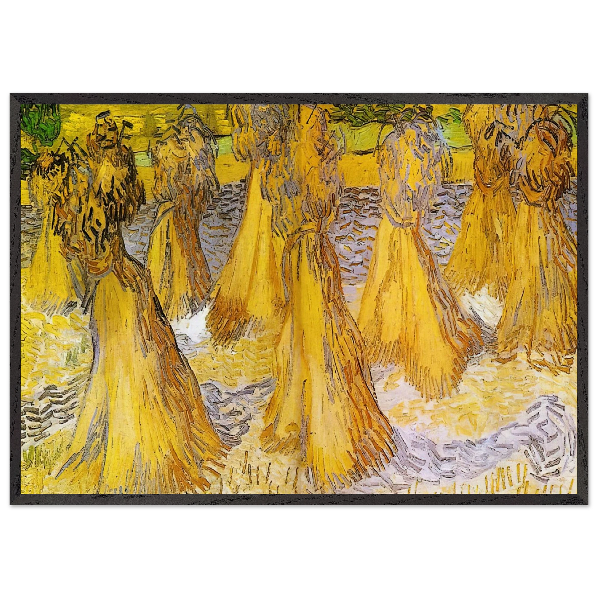 Sheaves of Wheat - Vincent van Gogh Framed Art Print – Black Wooden Frame - Default Title - -Framed Art Print