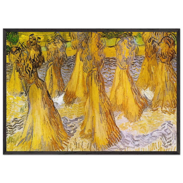 Sheaves of Wheat - Vincent van Gogh 70x100 cm / 28x40 inches Framed Art Print – Black Wooden Frame