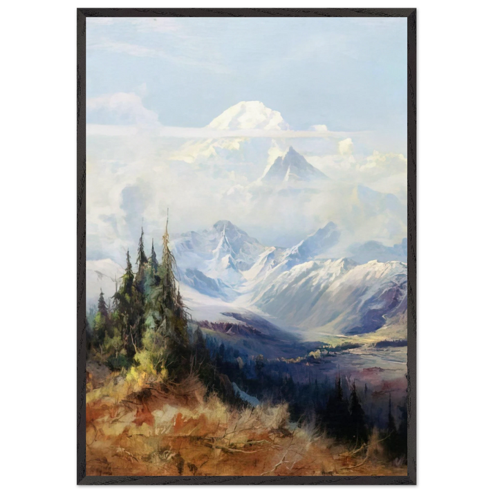 Mount McKinley in Mist - Romanticism - Sydney Laurence 70x100 cm / 28x40 inches Framed Art Print – Black Wooden Frame