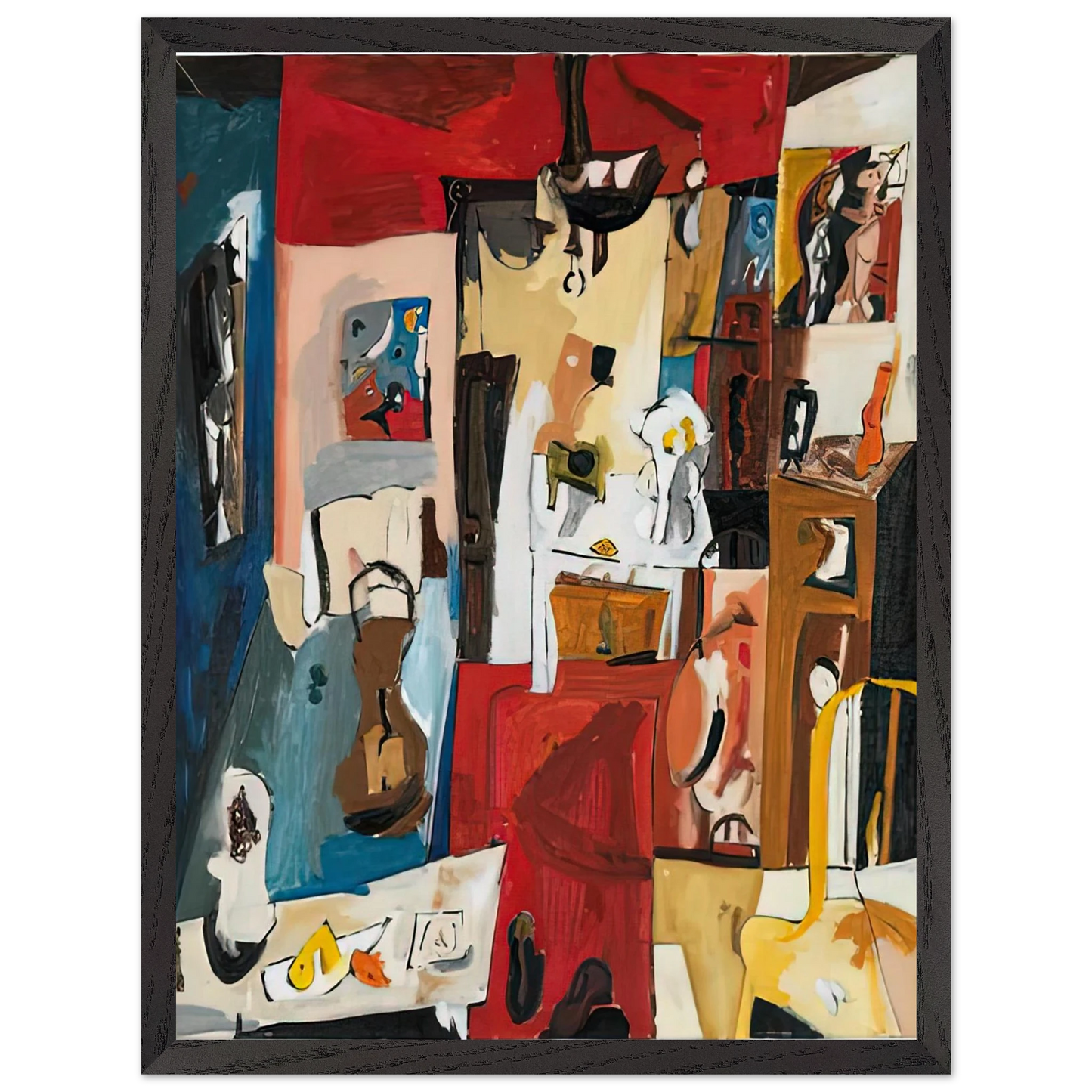Helen Frankenthaler - 21st Street Studio, 1950- Wall Art - 60x80 cm / 24x32 inches - Premium Wooden Framed Poster With Fine Art Paper - White frame