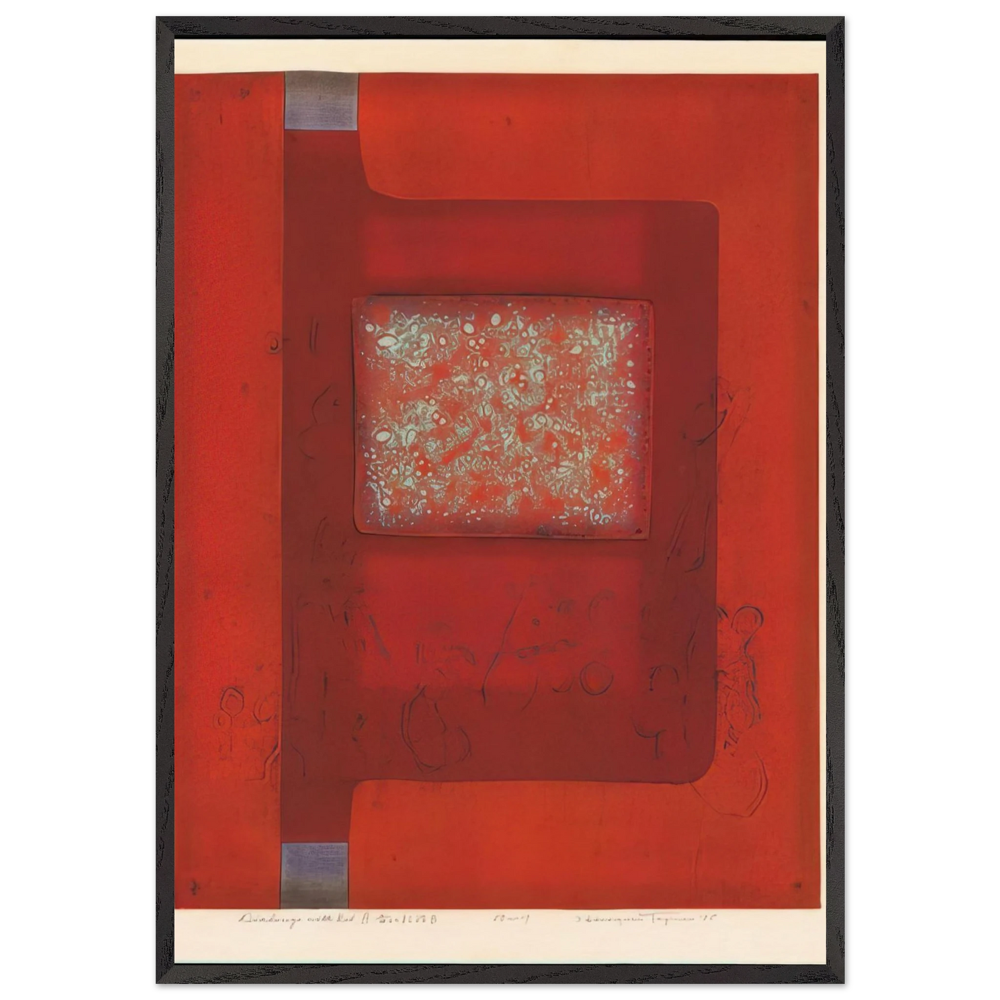 Dialogue With Red B - 1975 - Hiroyuki Tajima Framed Art Print – Black Wooden Frame - Default Title - -Framed Art Print