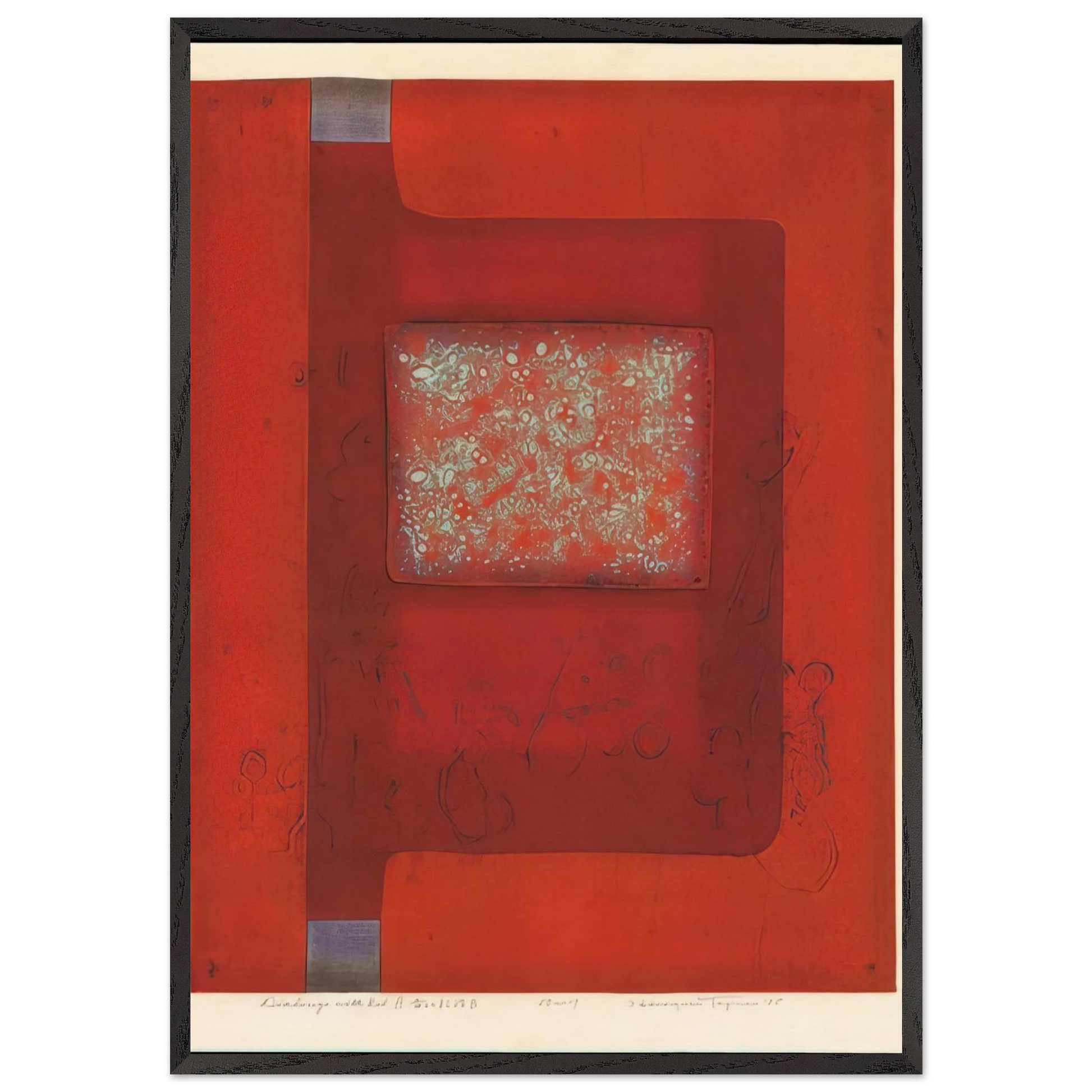 Dialogue With Red B - 1975 - Hiroyuki Tajima Framed Art Print – Black Wooden Frame - Default Title - -Framed Art Print