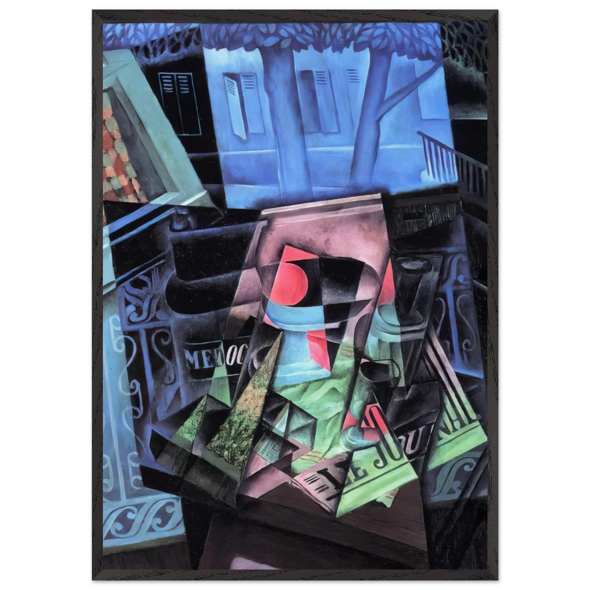 STILL LIFE BEFORE AN OPEN WINDOW PLACE RAVIGNAN 1915 - Juan Gris Framed Art Print – Black Wooden Frame - Default Title - -Framed Art Print