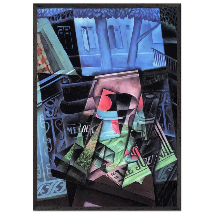 STILL LIFE BEFORE AN OPEN WINDOW PLACE RAVIGNAN 1915 - Juan Gris 70x100 cm / 28x40 inches Framed Art Print – Black Wooden Frame