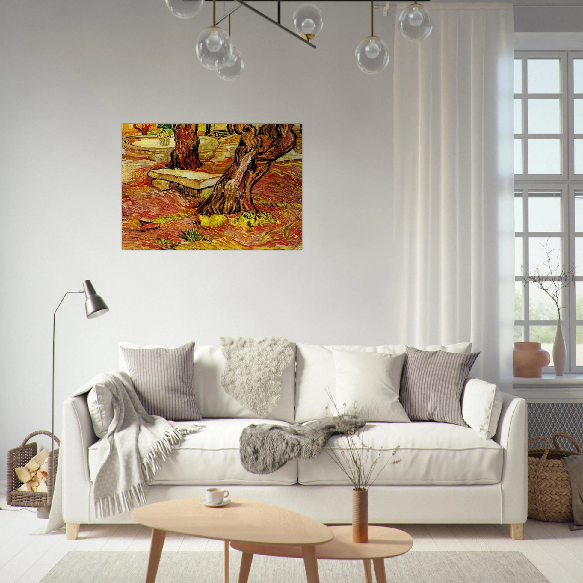 The Stone Bench in the Garden at Saint-Paul Hospital - Vincent van Gogh Brushed Aluminum Print - 70x100 cm / 28x40 inches | Vincent van Gogh Aluminum Print | Vincent van Gogh Prints