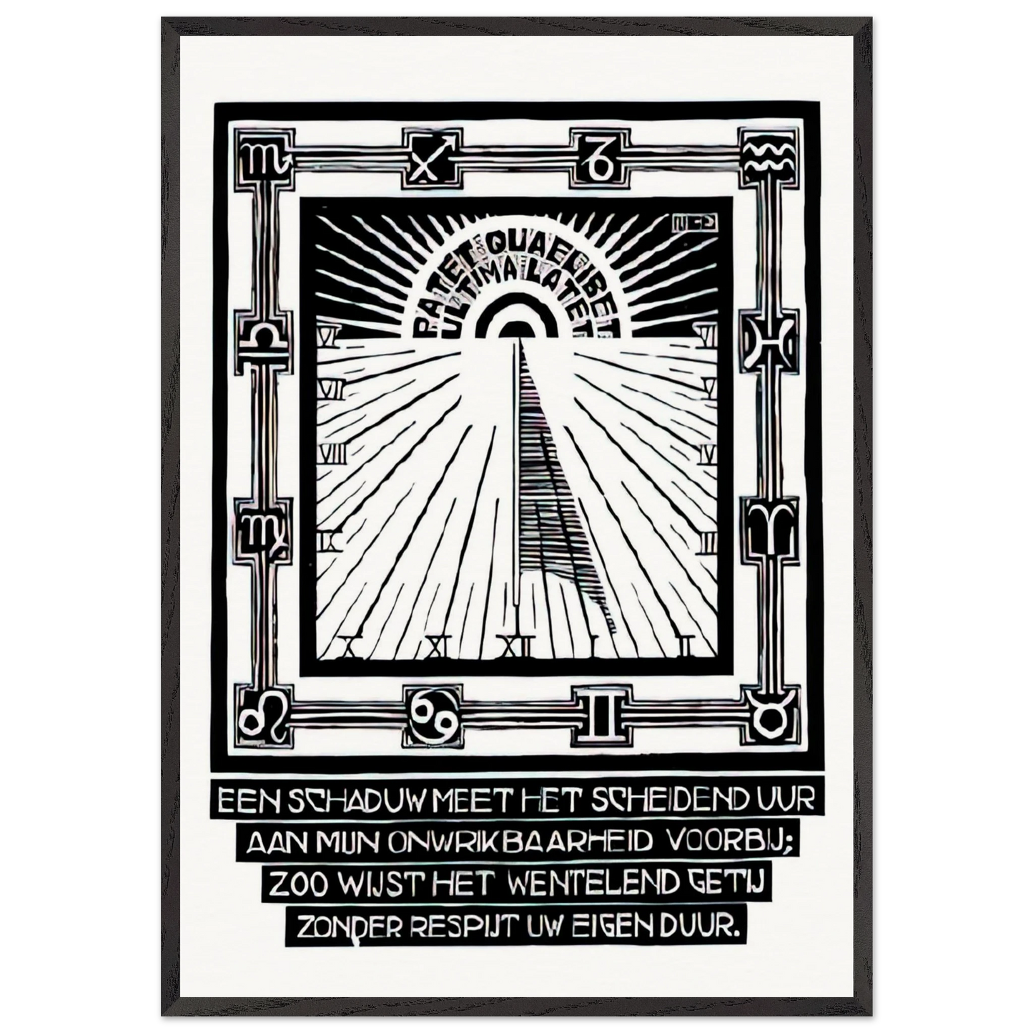 SUNDIAL XXIV EMBLEMATA REJECTED PLATE 1931 - MC Escher Framed Art Print – Black Wooden Frame - Default Title - -Framed Art Print