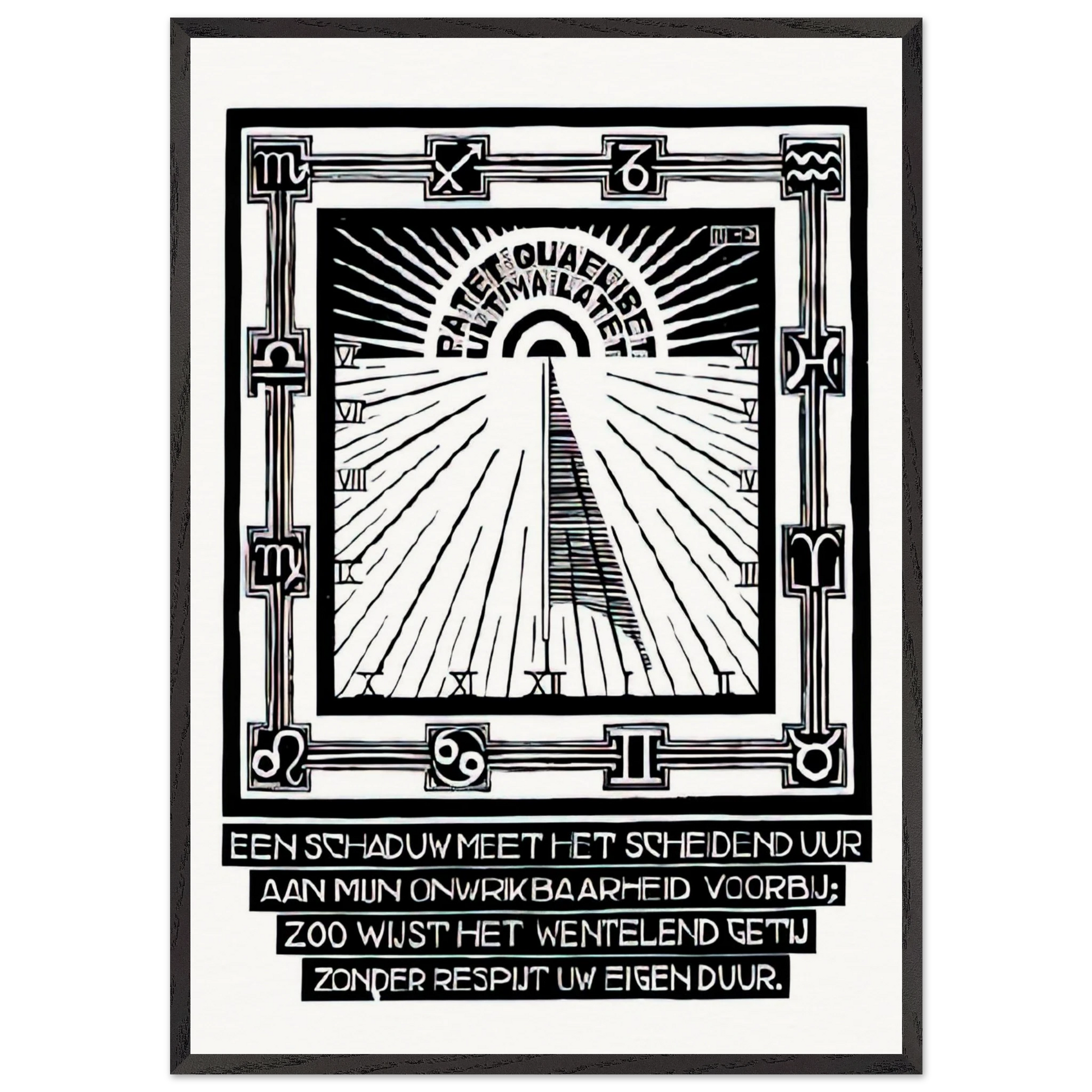 SUNDIAL XXIV EMBLEMATA REJECTED PLATE 1931 - MC Escher Framed Art Print – Black Wooden Frame - Default Title - -Framed Art Print