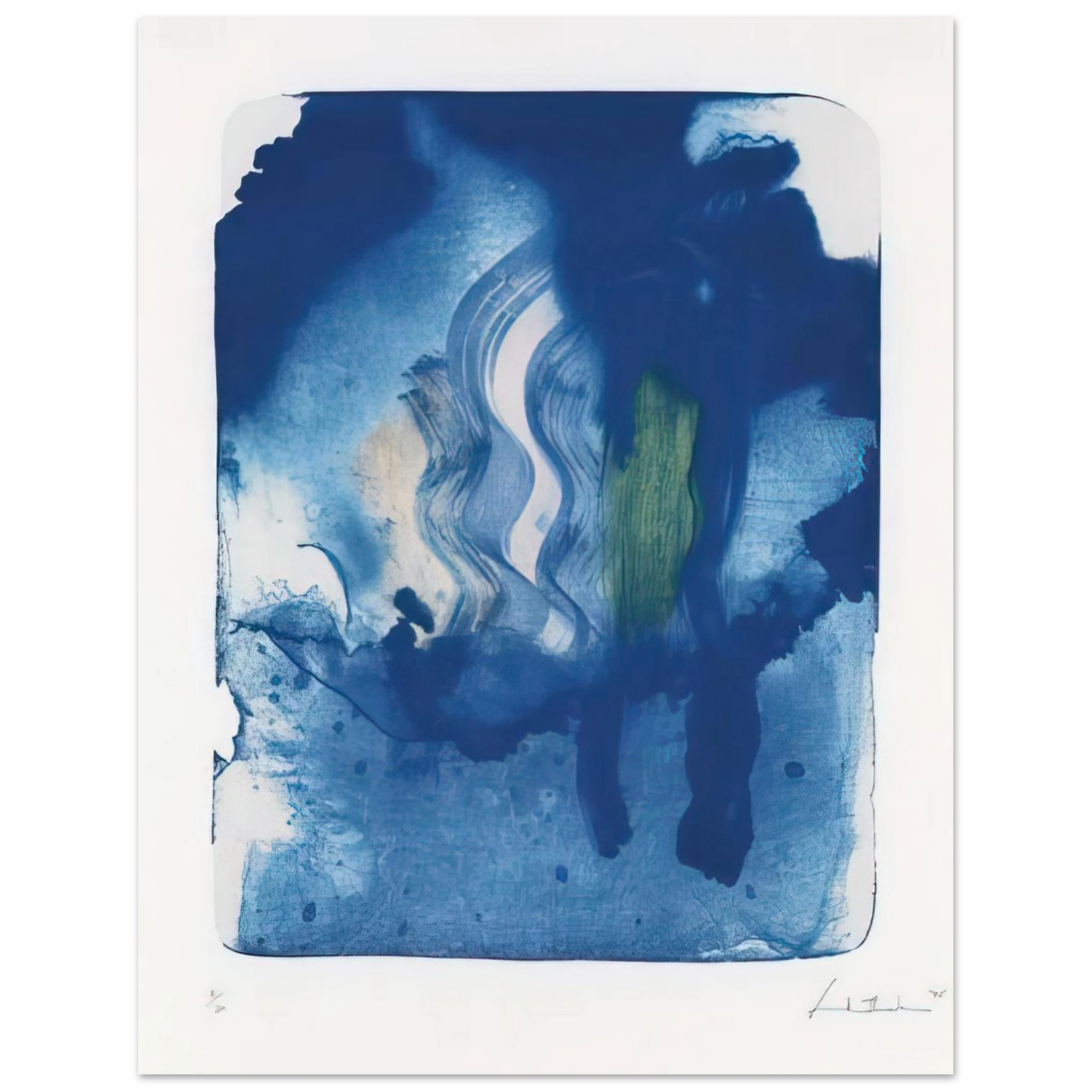 Helen Frankenthaler - Reflections V - 1995 Wall art - 45x60 cm / 18x24 inches - Premium Wooden Framed Poster With Fine Art Paper - Wood frame
