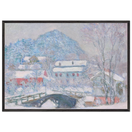 Norway Sandviken Village in the Snow - claude monet Framed Art Print – Black Wooden Frame - Default Title - -Framed Art Print