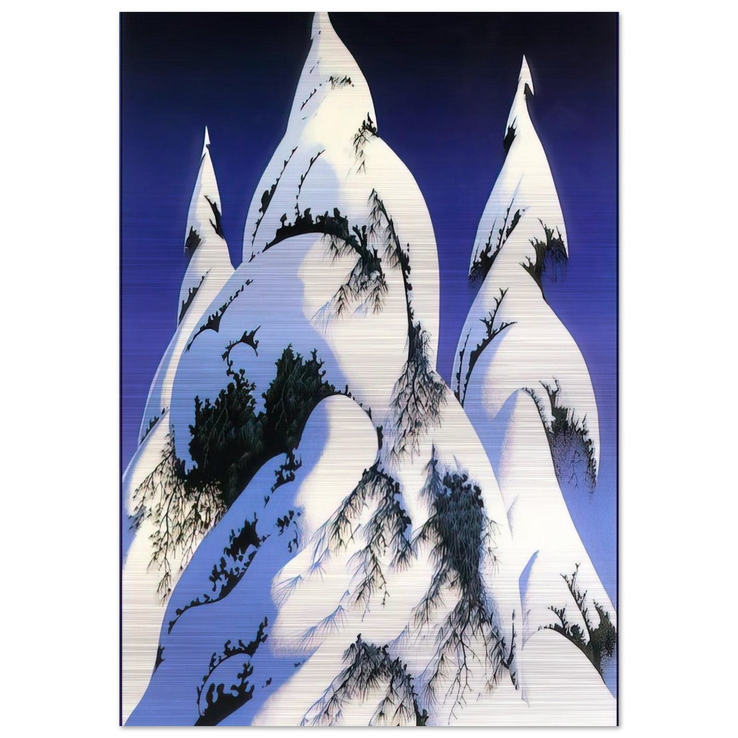 Snow Trees - Eyvind Earle Brushed Aluminum Print - 70x100 cm / 28x40 inches | Eyvind Earle Aluminum Print | Eyvind Earle Prints