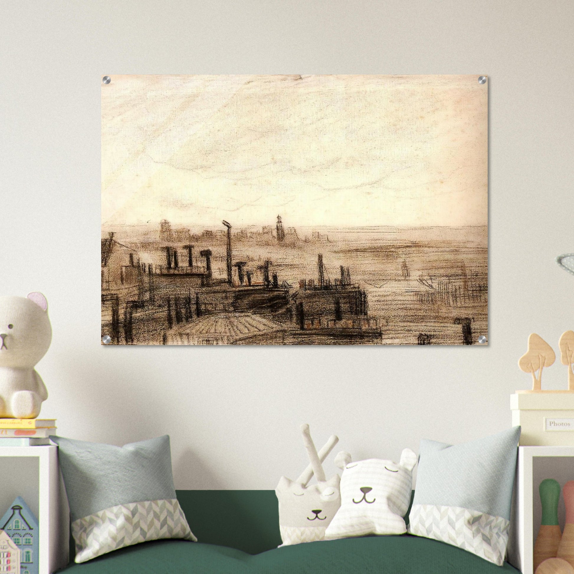 View of Paris, with the Hôtel de Ville and the Tour-Saint-Jacques - Vincent van Gogh Acrylic Print - 70x100 cm / 28x40″ inches | Vincent van Gogh Wall Art | Vincent van Gogh Prints