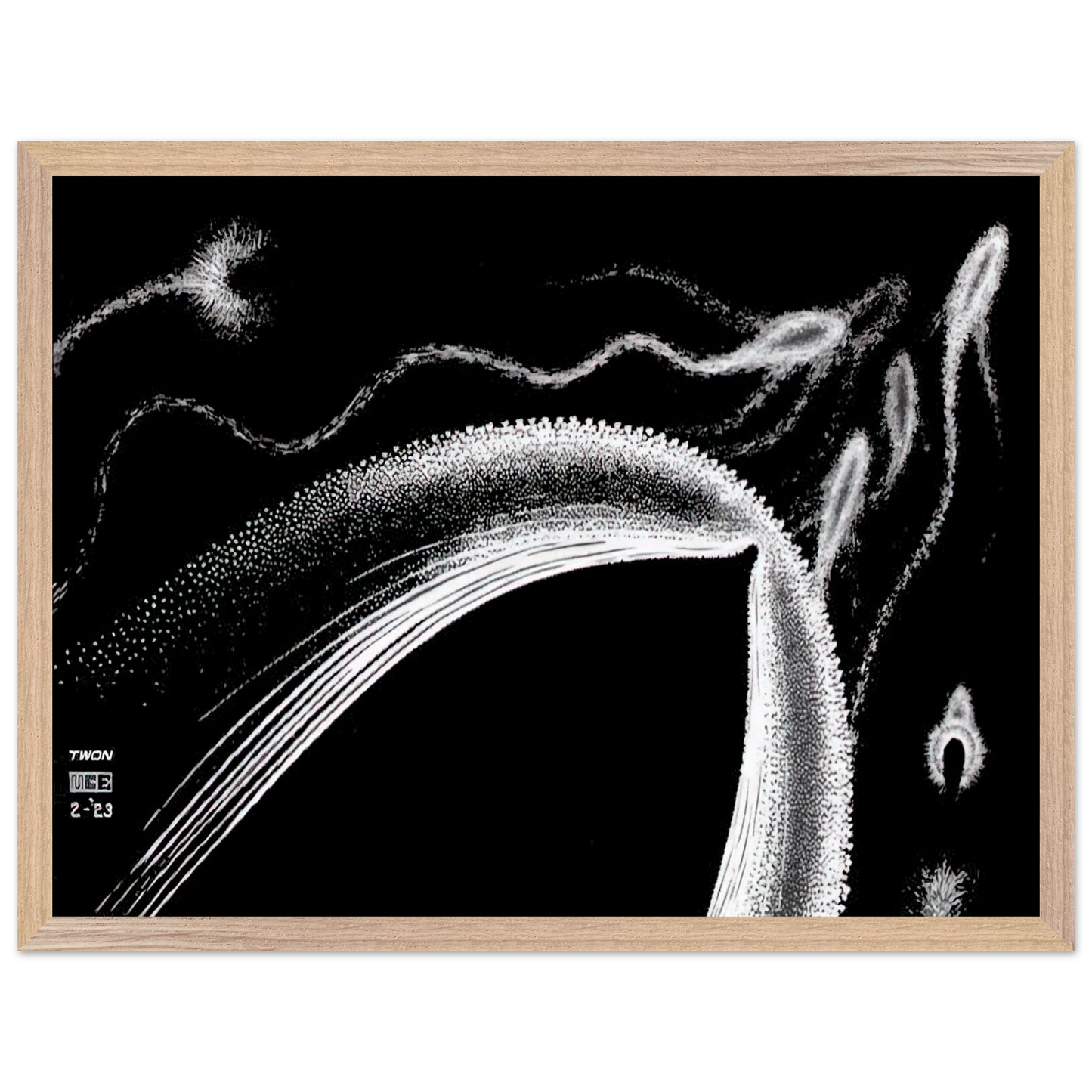 MC Escher - DOLPHINS Wall Art - 60x80 cm / 24x32 inches - Premium Wooden Framed Poster With Fine Art Paper - Black frame