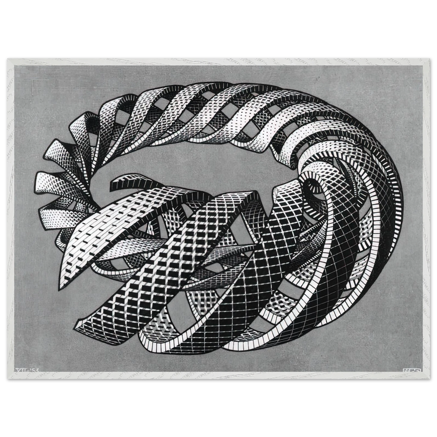 MC Escher - SPIRALS Wall Art - 60x80 cm / 24x32 inches - Premium Wooden Framed Poster With Fine Art Paper - Black frame
