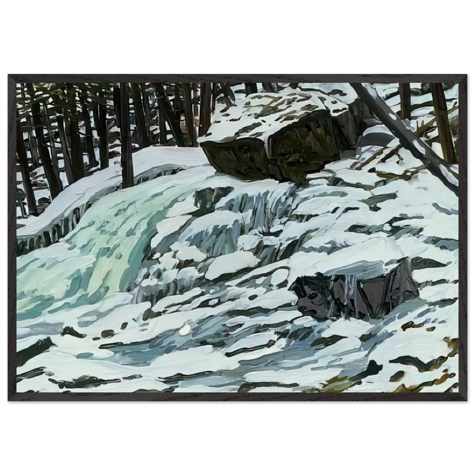 Study for Aqua Spring - 1997 - Neil Welliver Framed Art Print – Black Wooden Frame - Default Title - -Framed Art Print