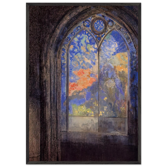 STAINED GLASS WINDOW THE MYSTERIOUS GARDEN - Odilon Redon Framed Art Print – Black Wooden Frame - Default Title - -Framed Art Print