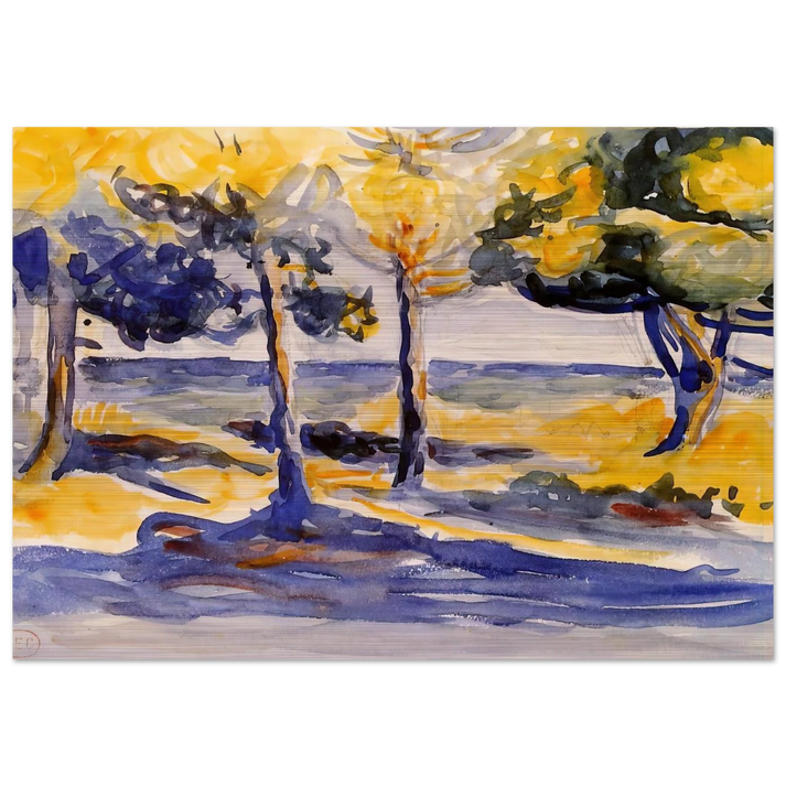 Trees by the Sea - Henri-Edmond Cross Brushed Aluminum Print - 70x100 cm / 28x40 inches | Henri-Edmond Cross Aluminum Print | Henri-Edmond Cross Prints