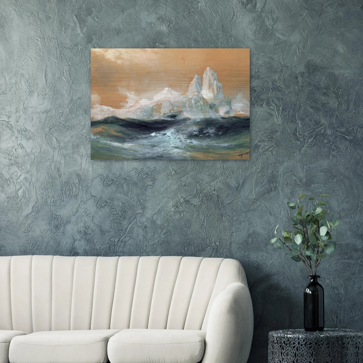 Icebergs - Thomas Moran Brushed Aluminum Print - 70x100 cm / 28x40 inches | Thomas Moran Aluminum Print | Thomas Moran Prints