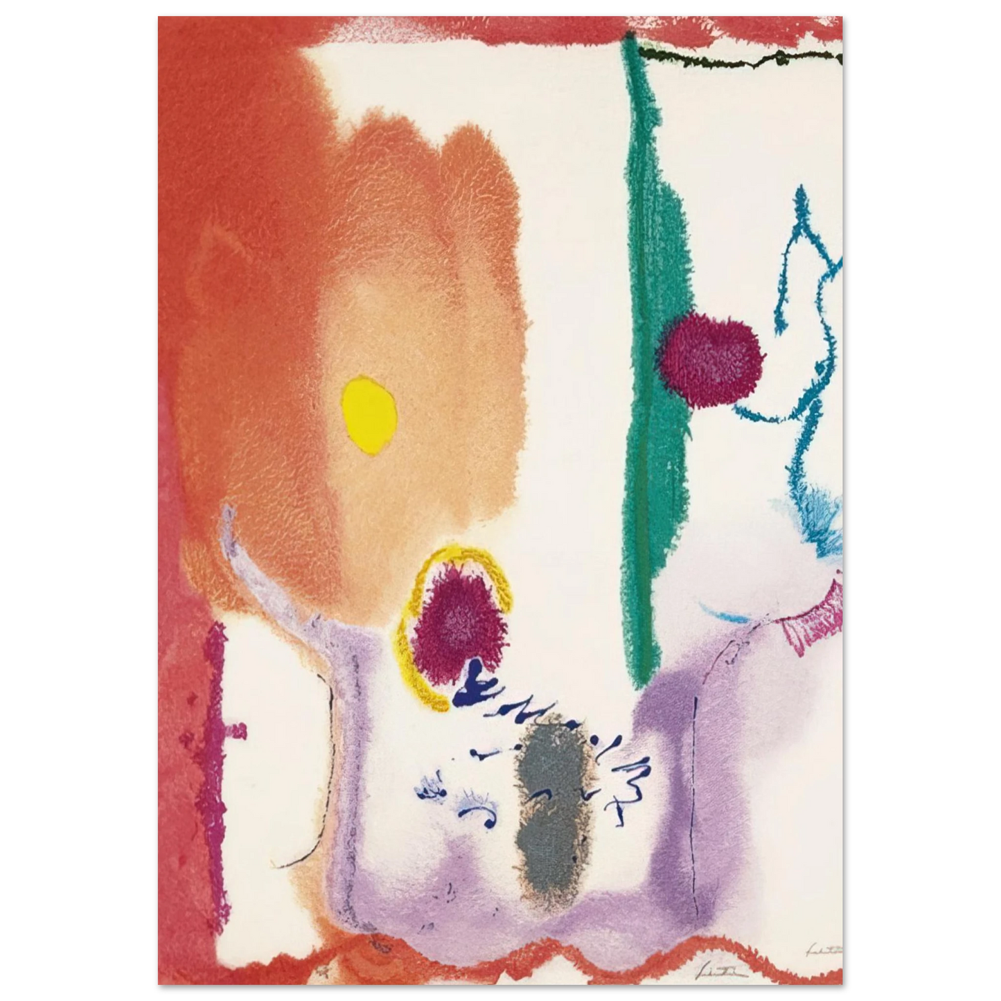 Helen Frankenthaler - Beginnings - 2002 Wall art - 30x45 cm / 12x18 inches - Premium Wooden Framed Poster With Fine Art Paper - Wood frame