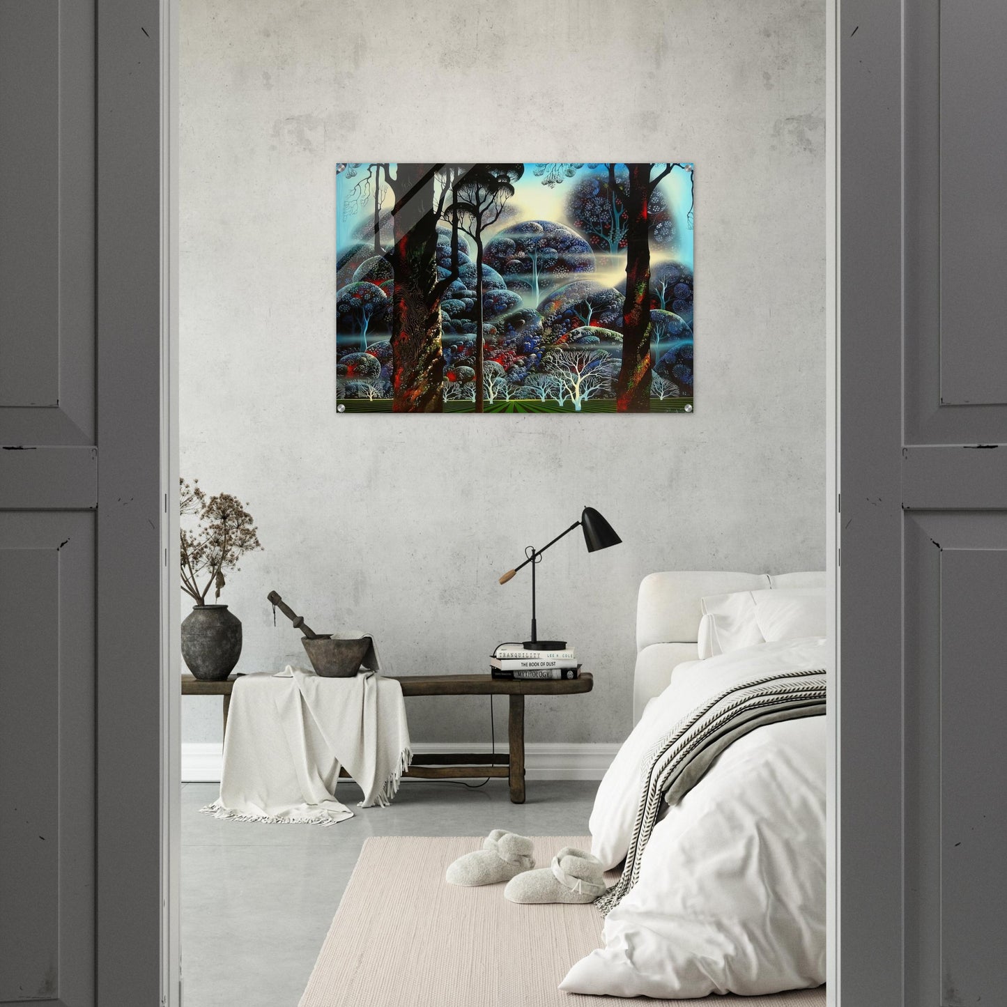 Mist in the Dark Woods - Eyvind Earle Acrylic Print - 70x100 cm / 28x40″ inches | Eyvind Earle Wall Art | Eyvind Earle Prints