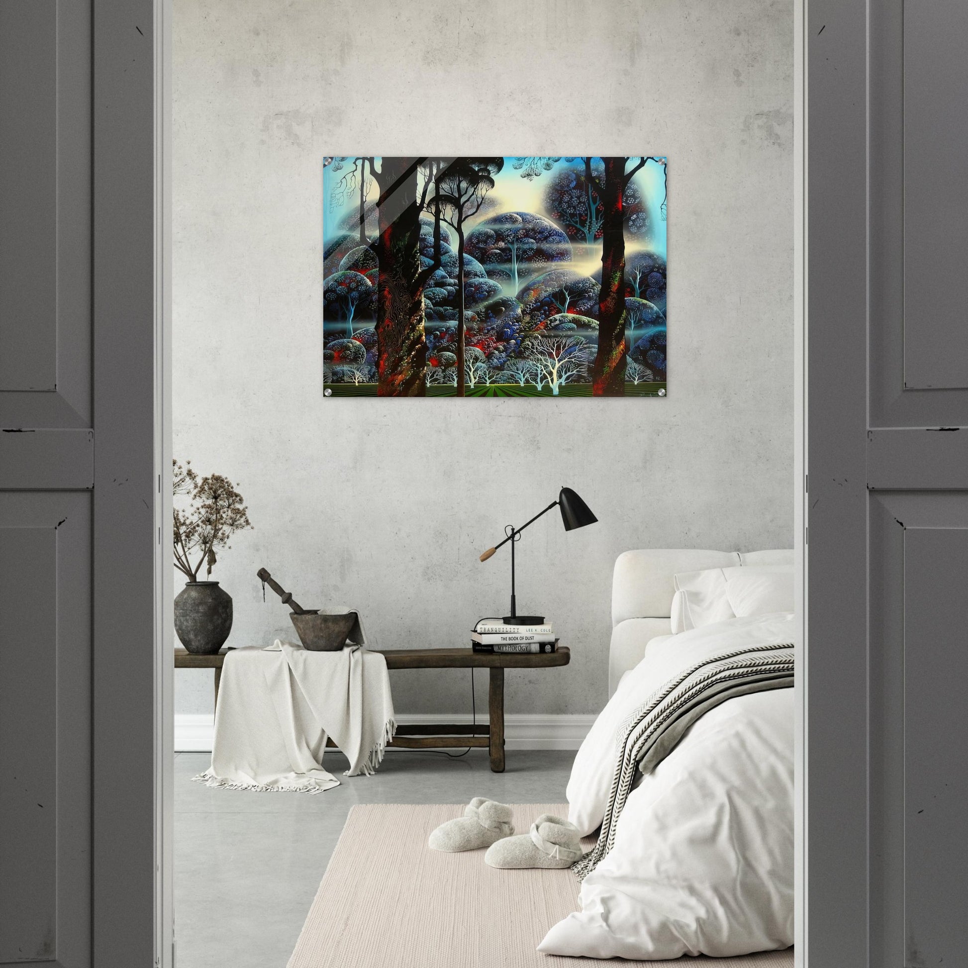 Mist in the Dark Woods - Eyvind Earle Acrylic Print - 70x100 cm / 28x40″ inches | Eyvind Earle Wall Art | Eyvind Earle Prints