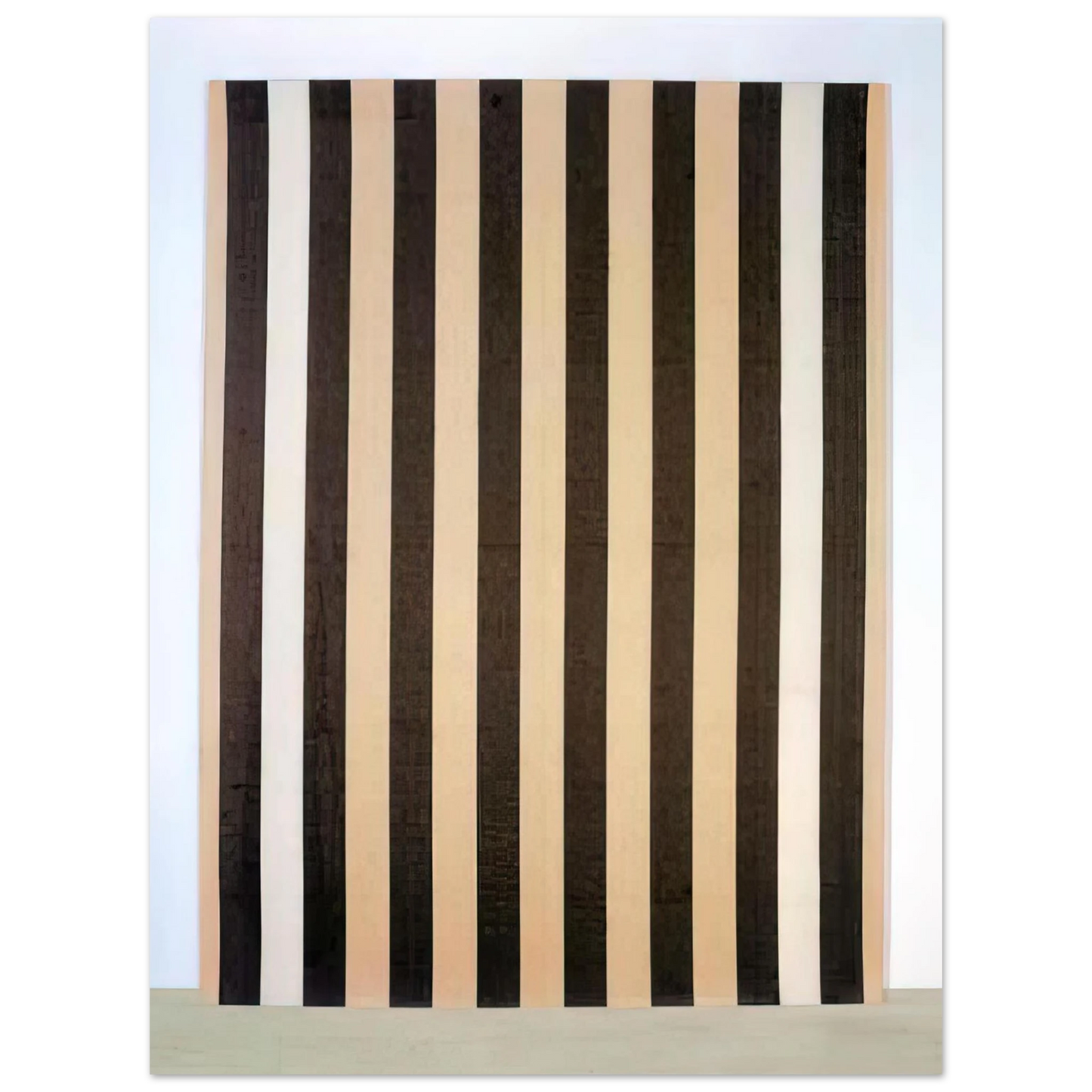 Daniel Buren - Peinture acrylique blanche sur tissu rayé blanc et marron - 1972 Fine Art Poster - Default Title