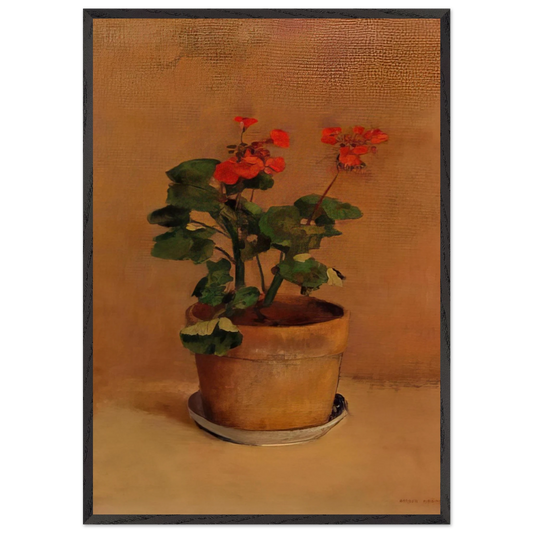 A POT OF GERANIUMS - Odilon Redon Framed Art Print – Black Wooden Frame - Default Title - -Framed Art Print