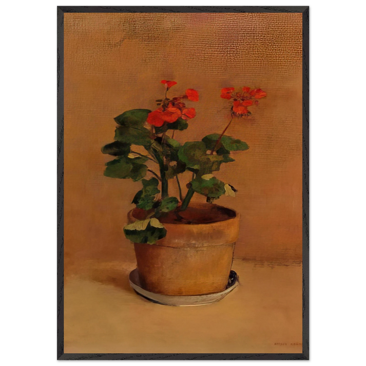 A POT OF GERANIUMS - Odilon Redon 70x100 cm / 28x40 inches Framed Art Print – Black Wooden Frame