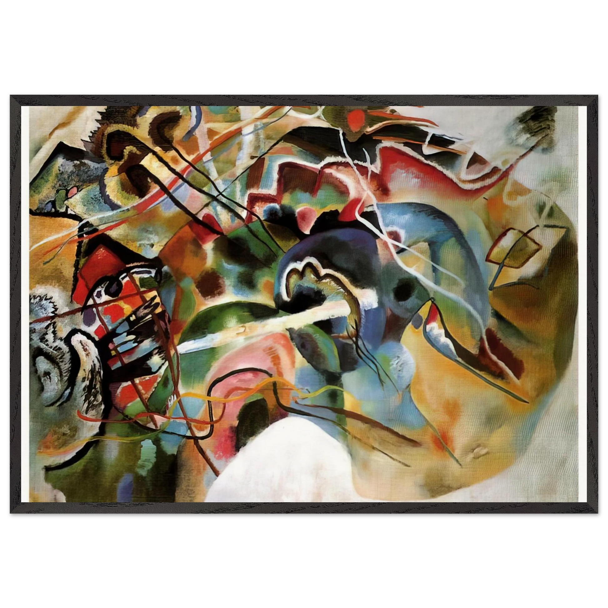 PICTURE WITH A WHITE BORDER 1913 - Wassily Kandinsky Framed Art Print – Black Wooden Frame - Default Title - -Framed Art Print