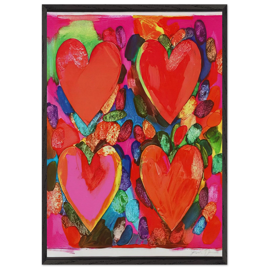 FOUR HEARTS 1969 - Jim Dine Framed Art Print – Black Wooden Frame - Default Title - -Framed Art Print