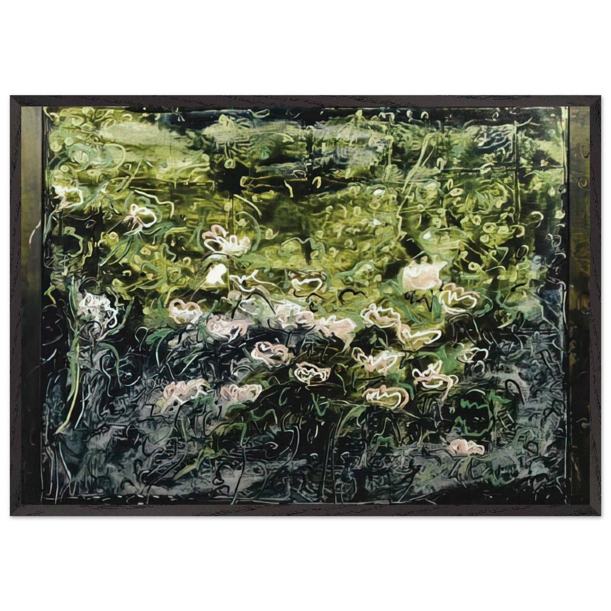Acquatico - Art Informel - Mario Schifano 70x100 cm / 28x40 inches Framed Art Print – Black Wooden Frame
