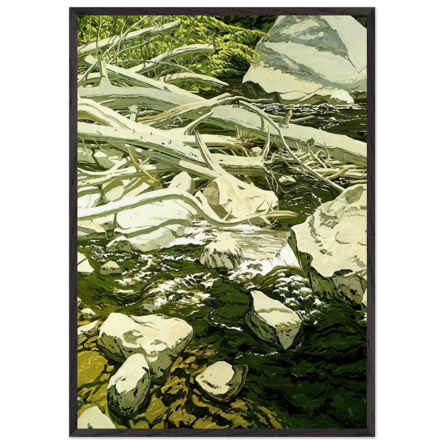 High Water Mark - 1984 - Neil Welliver Framed Art Print – Black Wooden Frame - Default Title - -Framed Art Print