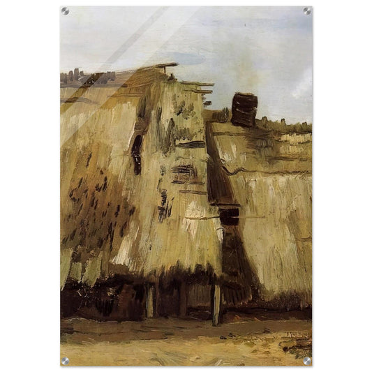 Cottage with Woman Digging - Vincent van Gogh Acrylic Print - 70x100 cm / 28x40″ inches
