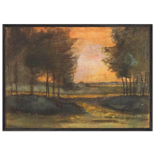The Landscape in Drenthe - Vincent van Gogh 70x100 cm / 28x40 inches Framed Art Print – Black Wooden Frame