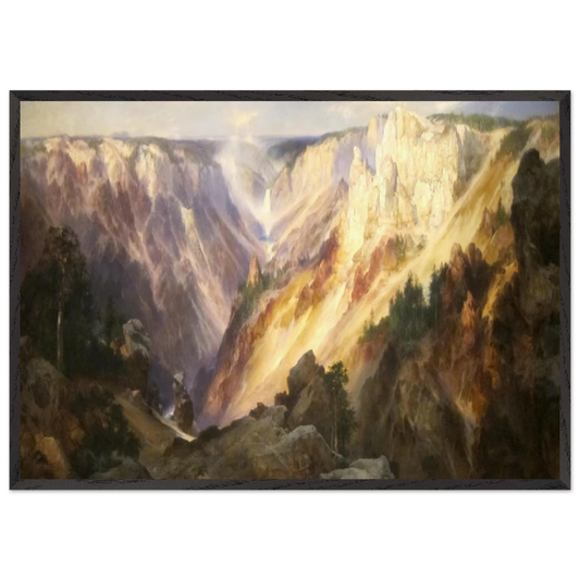 Grand Canyon of the Yellowstone - Thomas Moran 70x100 cm / 28x40 inches Framed Art Print – Black Wooden Frame