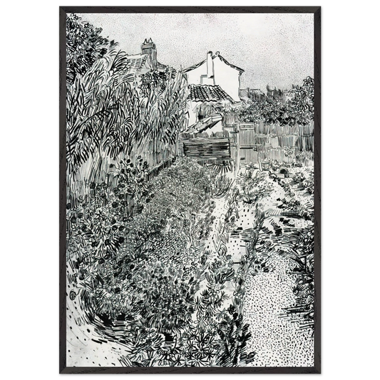 The Garden with Flowers - Vincent van Gogh Framed Art Print – Black Wooden Frame - Default Title - -Framed Art Print