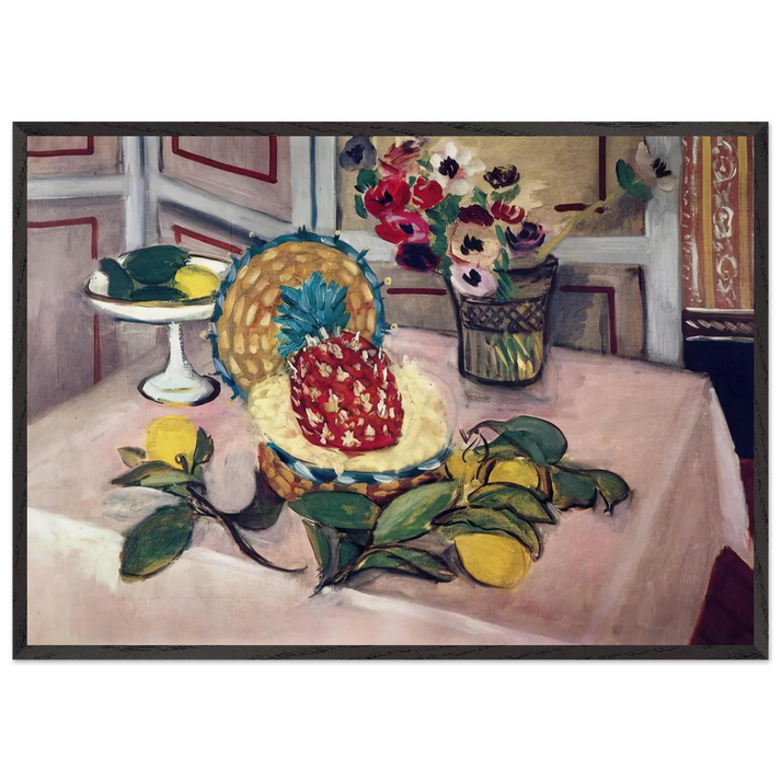 STILL LIFE WITH PINEAPPLES 1940 - Henri Matisse 70x100 cm / 28x40 inches Framed Art Print – Black Wooden Frame