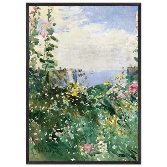 Isles of Shoals Garden Appledore - Childe Hassam 70x100 cm / 28x40 inches Framed Art Print – Black Wooden Frame