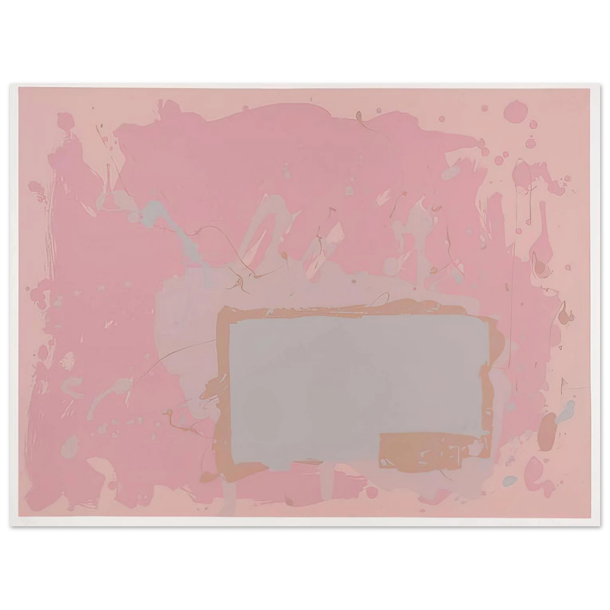 John Hoyland - Grey  Blue on Pink - 1971 Fine Art Poster - Default Title