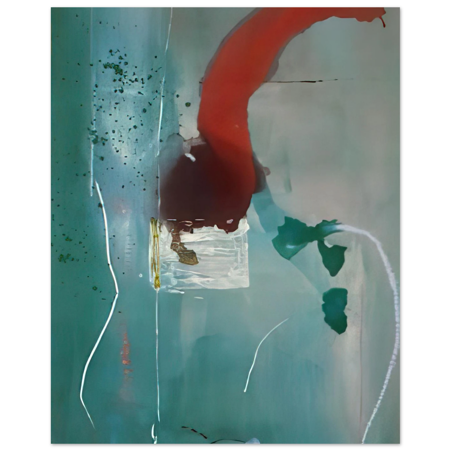 Helen Frankenthaler - Square One - 1985 Wall art - 40x50 cm / 16x20 Inches - Premium Wooden Framed Poster With Fine Art Paper - White frame