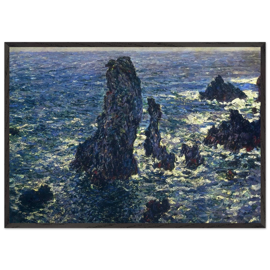 The Pyramids Cliffs at Belle-Ile - claude monet Framed Art Print – Black Wooden Frame - Default Title - -Framed Art Print