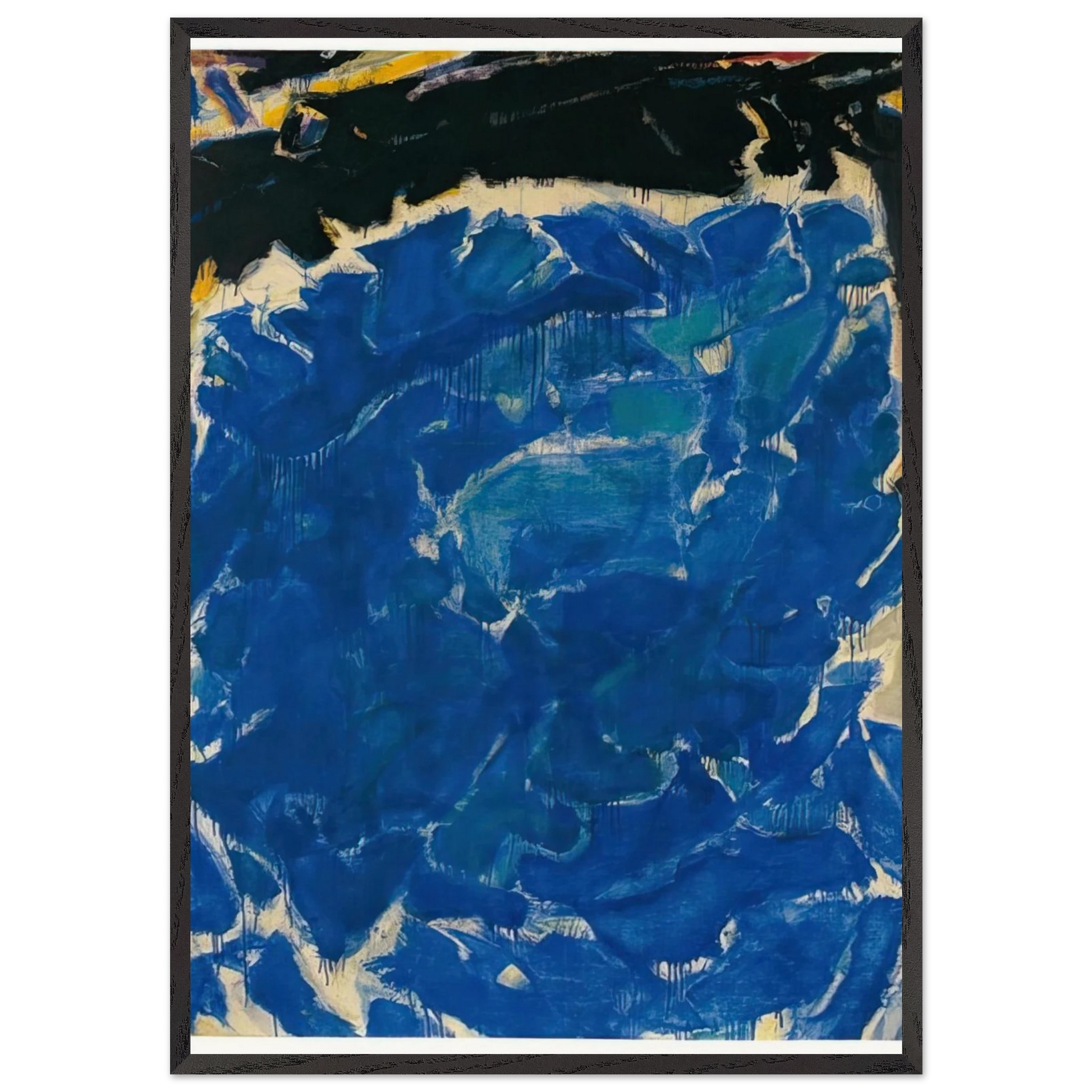 Deep Blue and Black - Sam Francis Framed Art Print – Black Wooden Frame - Default Title - -Framed Art Print