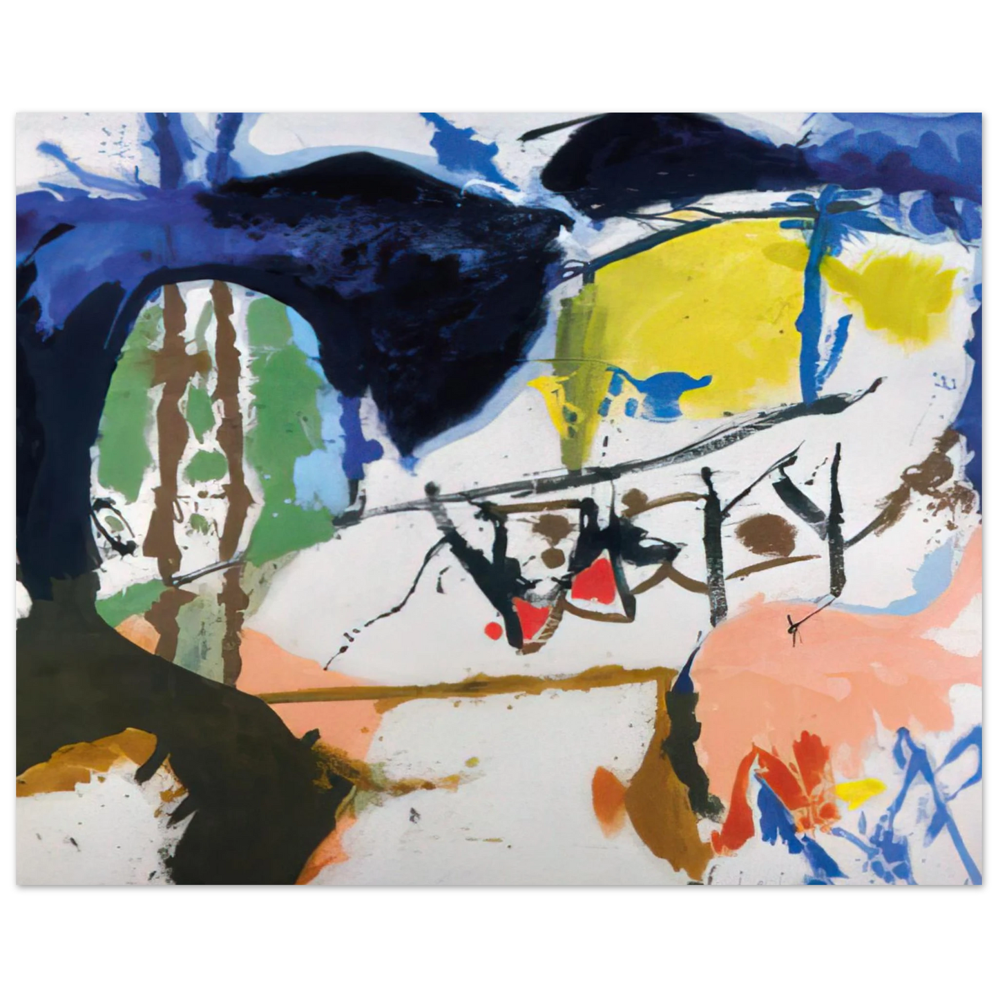 Helen Frankenthaler - Acres - 1959 Wall art - 15x20 cm / 6x8 inches - Premium Wooden Framed Poster With Fine Art Paper - White frame