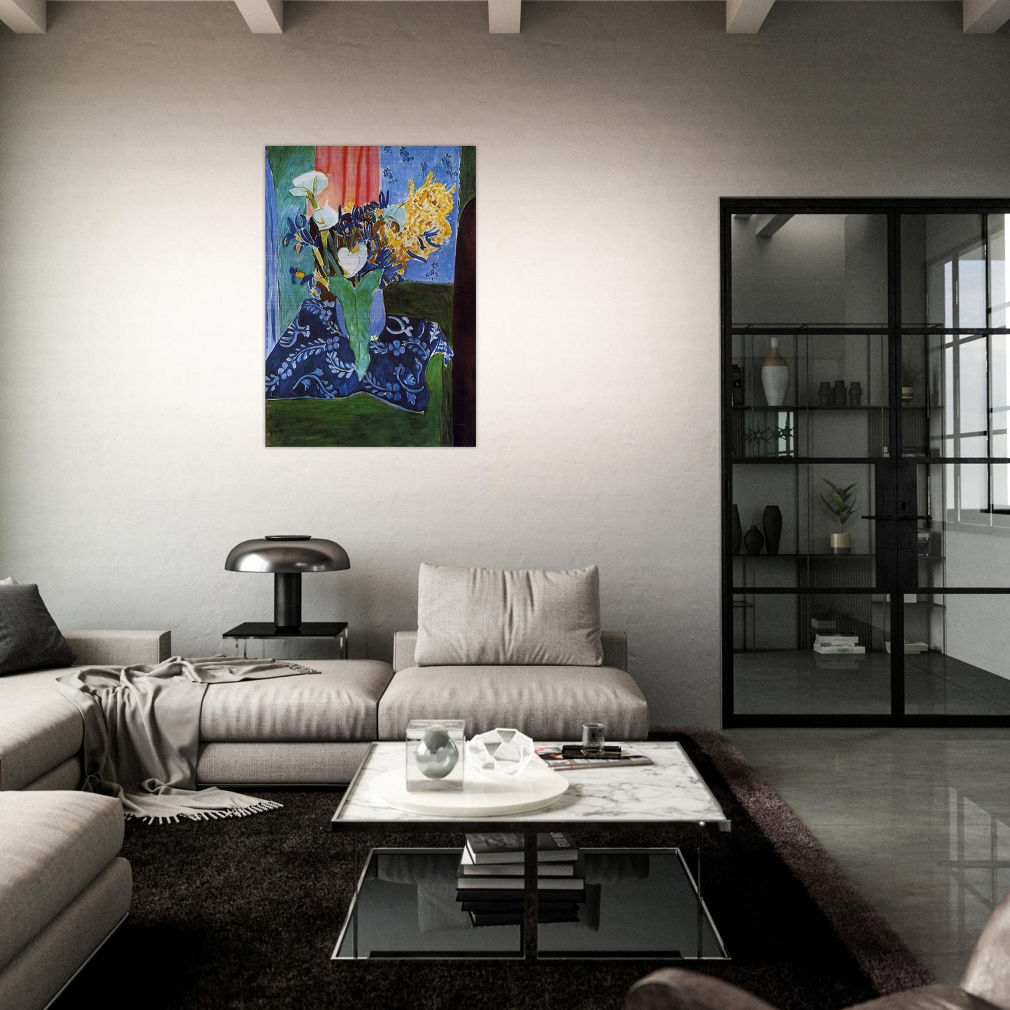 CALLA LILIES IRISES AND MIMOSAS 1913 - Henri Matisse Brushed Aluminum Print - 70x100 cm / 28x40 inches | Henri Matisse Aluminum Print | Henri Matisse Prints