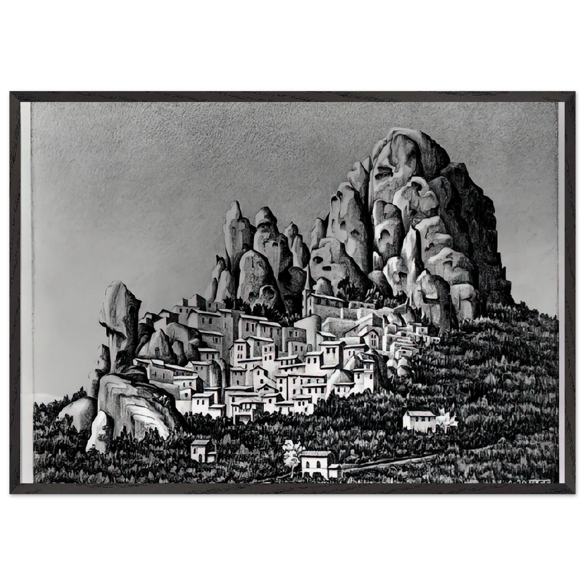 PENTEDATTIO CALABRIA OCTOBER 1930 1930 - MC Escher Framed Art Print – Black Wooden Frame - Default Title - -Framed Art Print