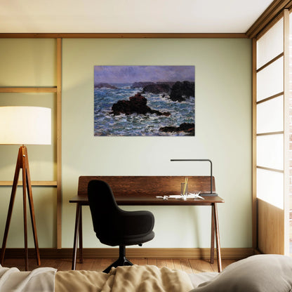 Belle-Ile, Rain Effect - claude monet Brushed Aluminum Print - 70x100 cm / 28x40 inches | claude monet Aluminum Print | claude monet Prints