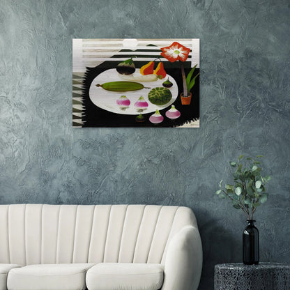 Still life with pears and onions - 1992 - Mary Fedden Brushed Aluminum Print - 70x100 cm / 28x40 inches | Mary Fedden Aluminum Print | Mary Fedden Prints