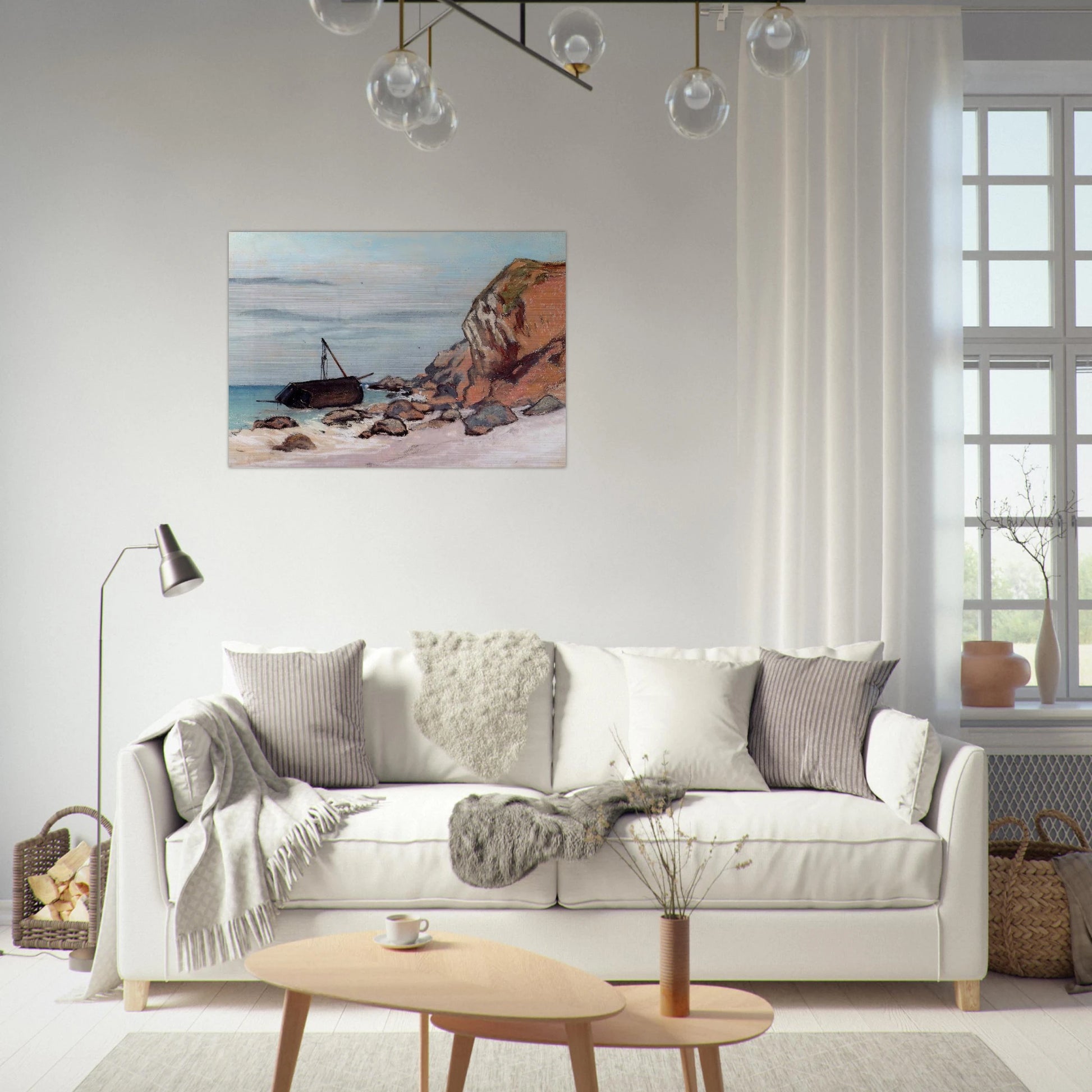 Saint-Adresse, Beached Sailboat - claude monet Brushed Aluminum Print - 70x100 cm / 28x40 inches | claude monet Aluminum Print | claude monet Prints