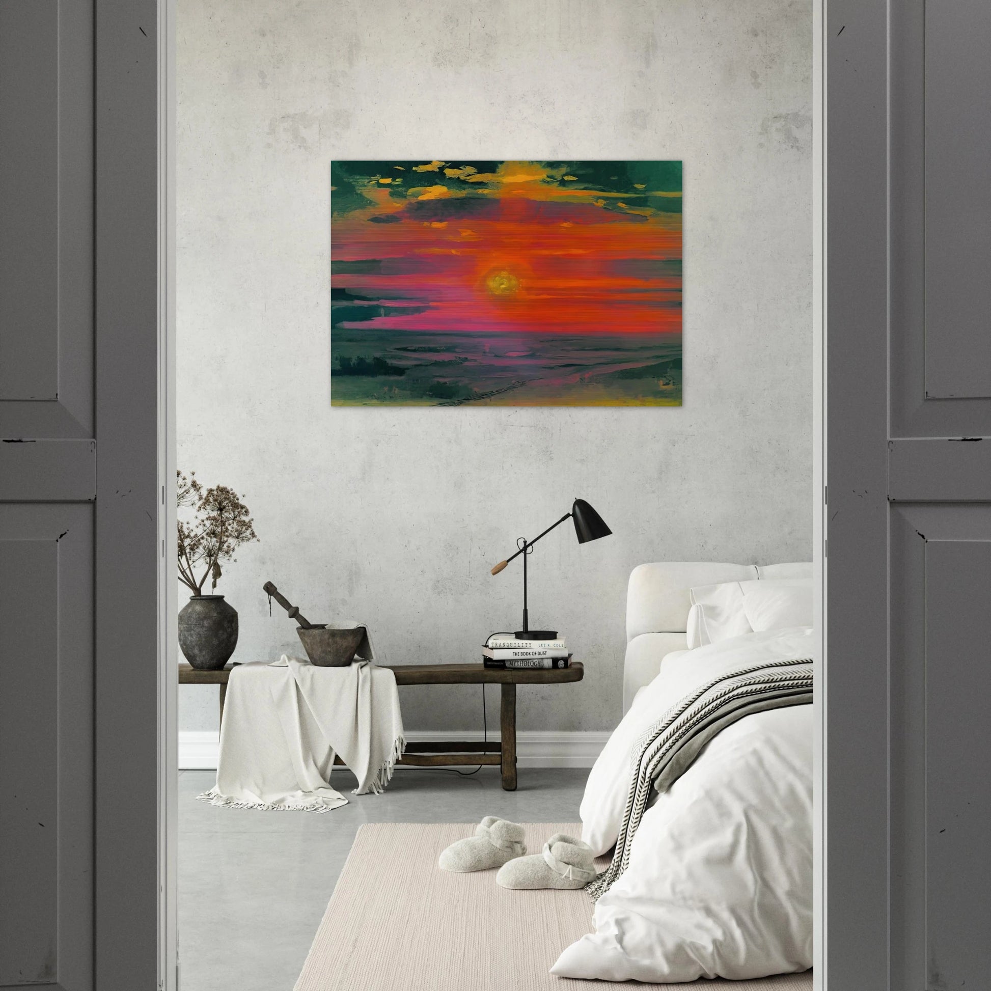 Sunset in the winter. A coast of the sea - Arkhyp Kuindzhi Brushed Aluminum Print - 70x100 cm / 28x40 inches | Arkhyp Kuindzhi Aluminum Print | Arkhyp Kuindzhi Prints
