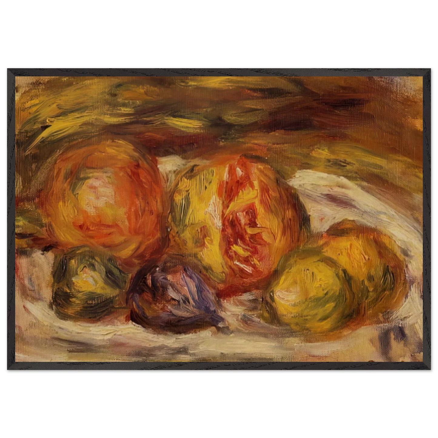 Still Life Pomegranate Figs and Apples - Pierre-Auguste Renoir Framed Art Print – Black Wooden Frame - Default Title - -Framed Art Print