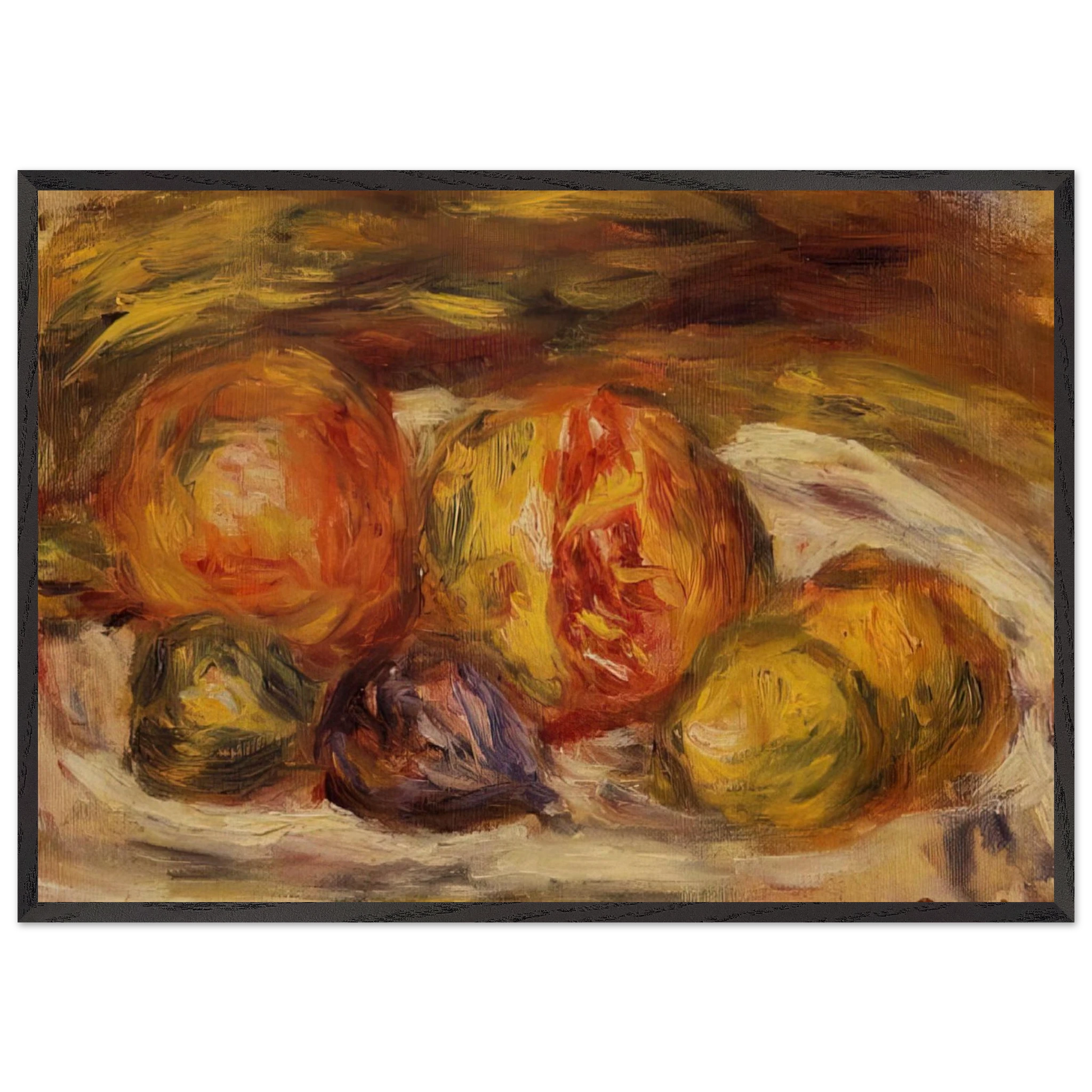 Still Life Pomegranate Figs and Apples - Pierre-Auguste Renoir Framed Art Print – Black Wooden Frame - Default Title - -Framed Art Print